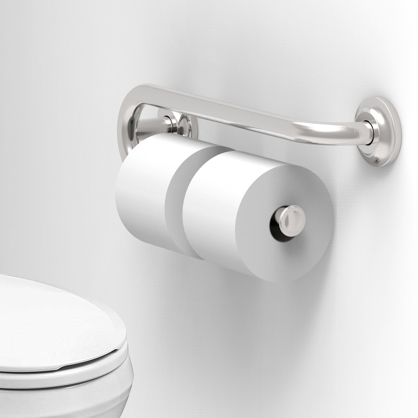 Grab Bar with Toilet Paper Holder (for 2 Mega Rolls)