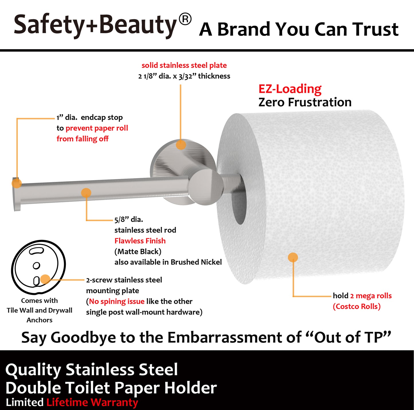 Toilet Paper Holder for Mega Rolls