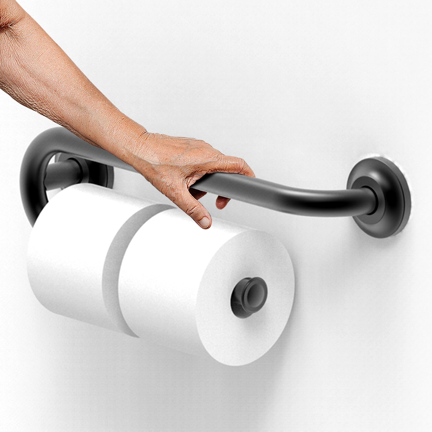 Grab Bar with Toilet Paper Holder (for 2 Mega Rolls)