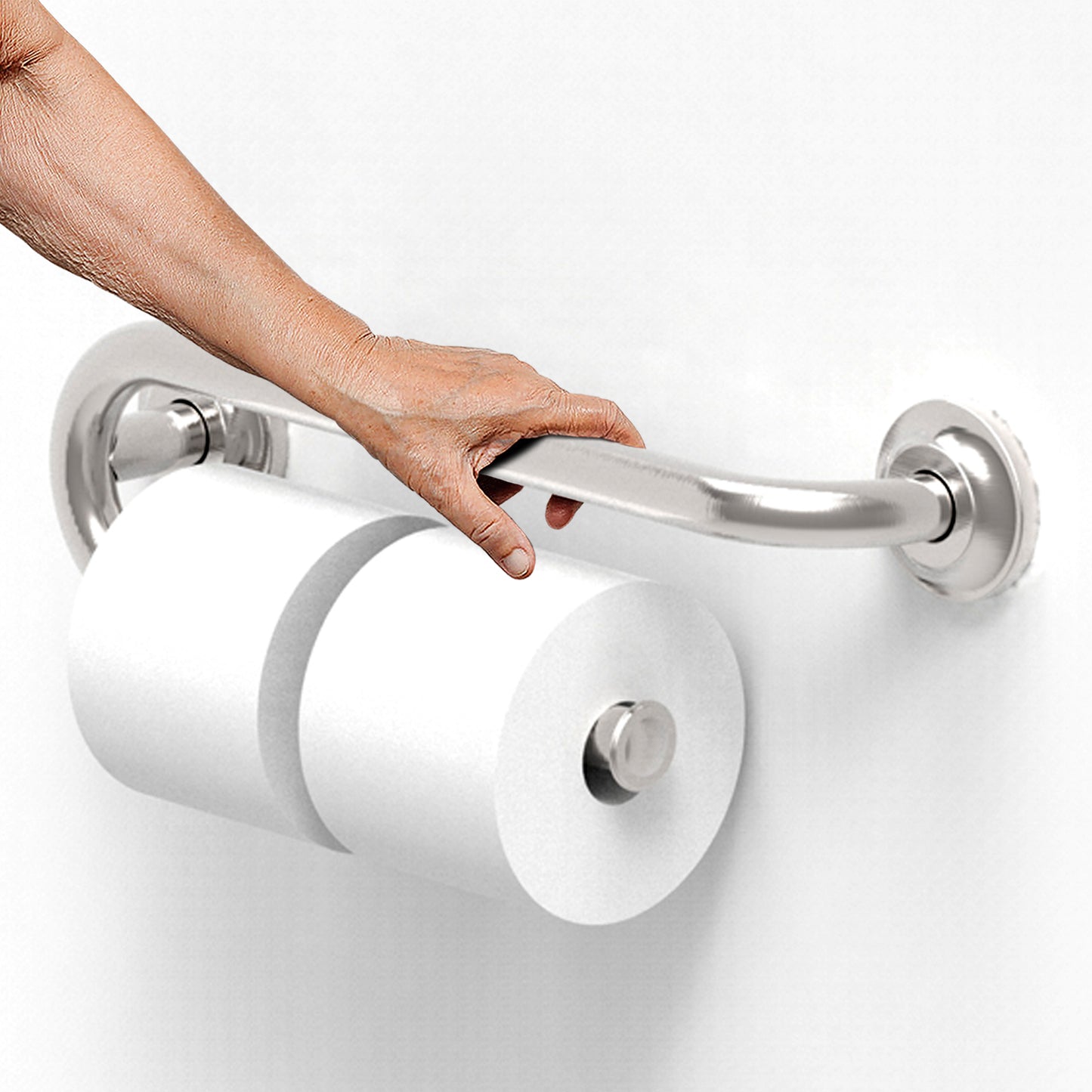 Grab Bar with Toilet Paper Holder (for 2 Mega Rolls)
