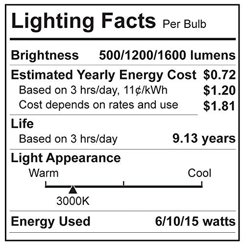50/75/100W Equivalent A19 LED 3-Way Bulbs