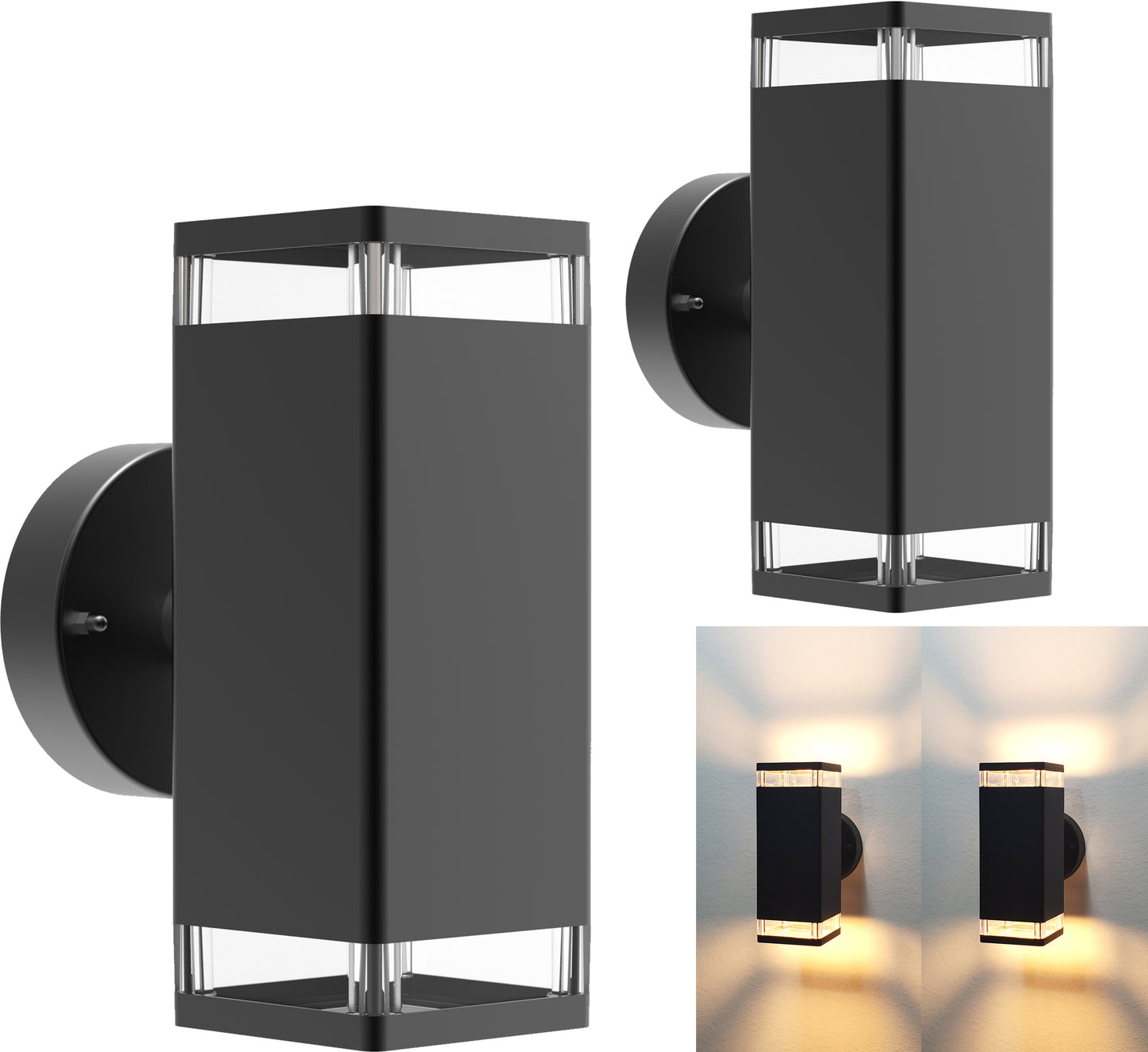 Outdoor Wall Sconce LED Light, Twin Pack