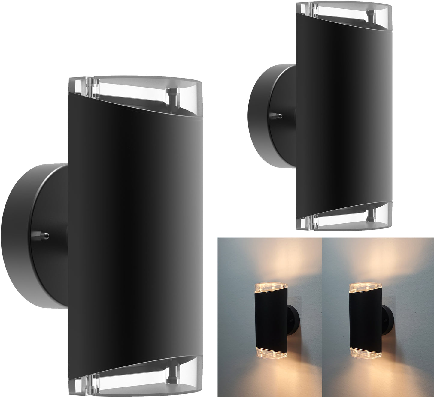 Outdoor Wall Sconce LED Light, Twin Pack