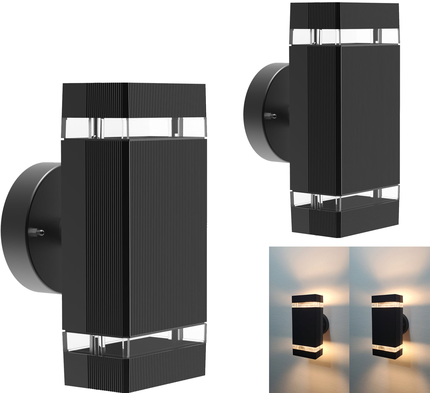 Outdoor Wall Sconce LED Light, Twin Pack