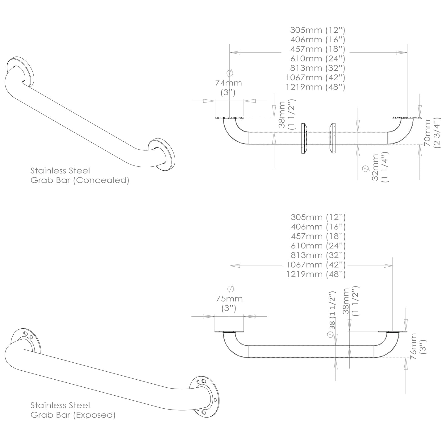 Knurled Grab Bars