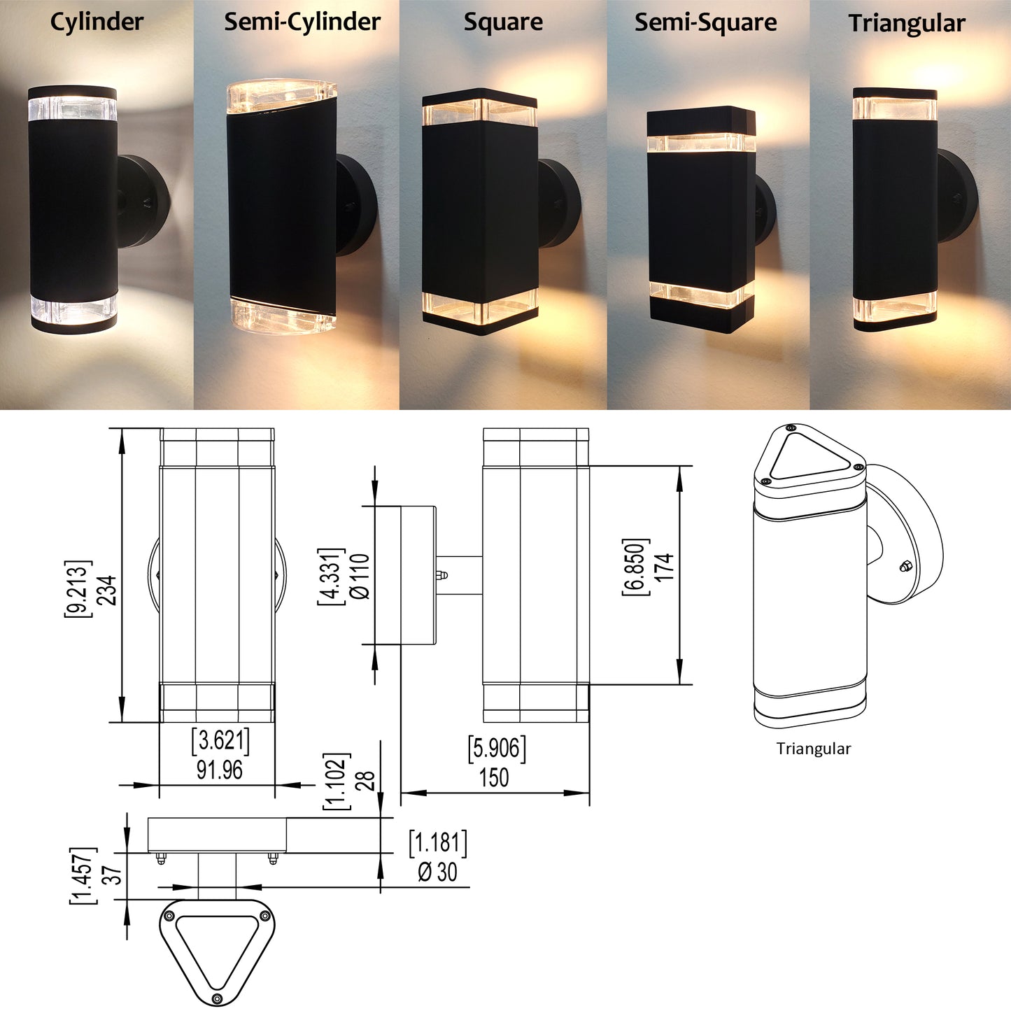 Outdoor Wall Sconce LED Light, Twin Pack