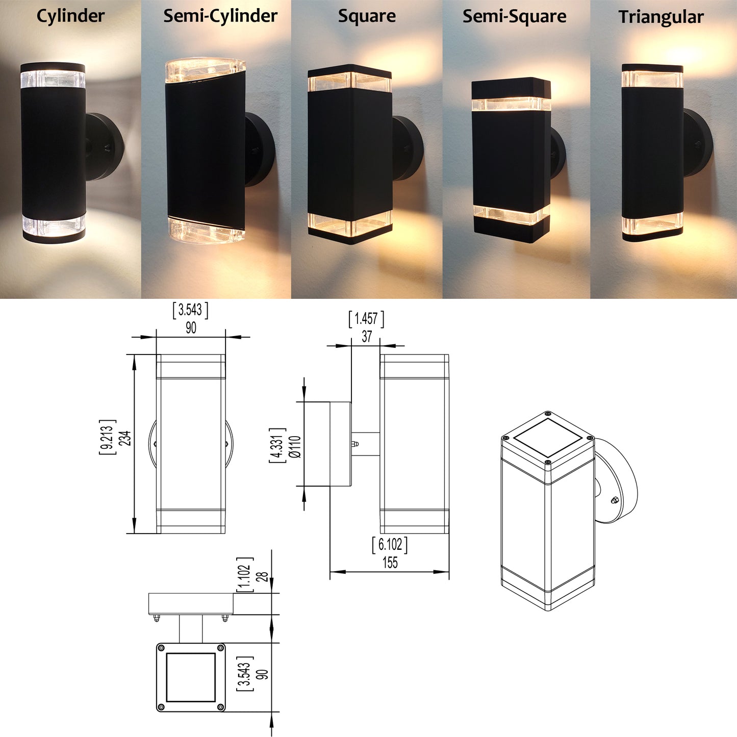 Outdoor Wall Sconce LED Light, Twin Pack