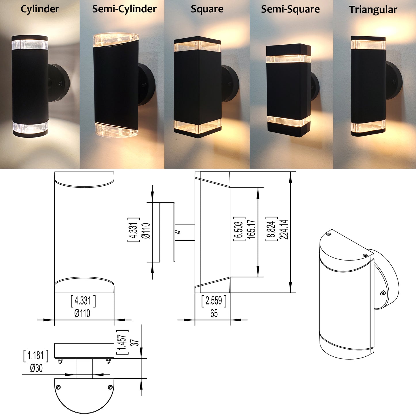 Outdoor Wall Sconce LED Light, Twin Pack