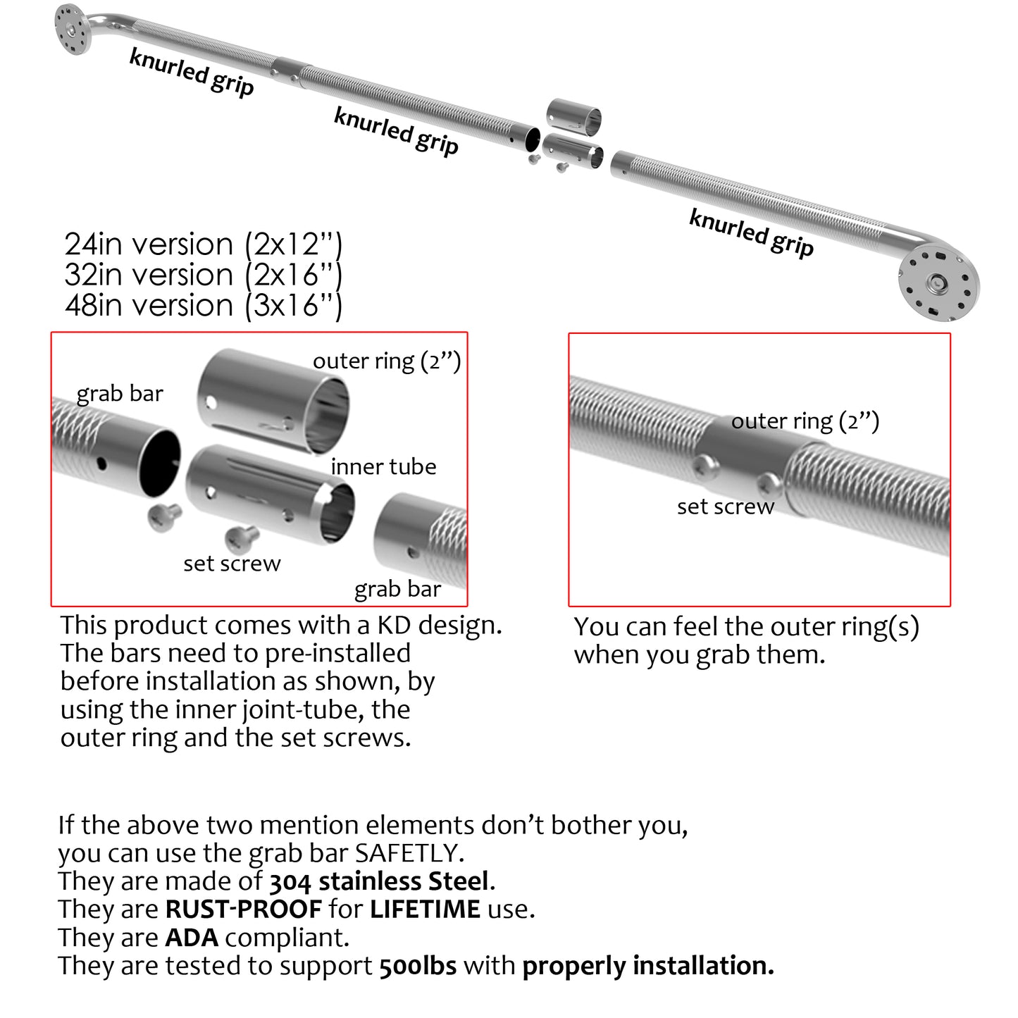 Knurled Grab Bars